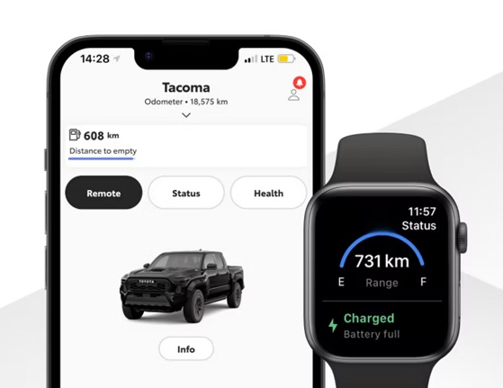 Toyota connected technology toyota app tacoma trd pro black en l